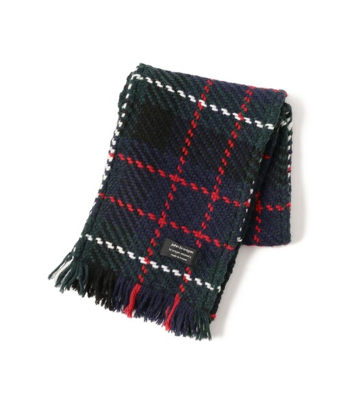 John branigan（ジョンブラニガン）の「john branigan / チェック マフラー（ユニセックス）（マフラー・メンズ・ブラウン/ネイビー・ONE SIZE）」の4枚目の写真