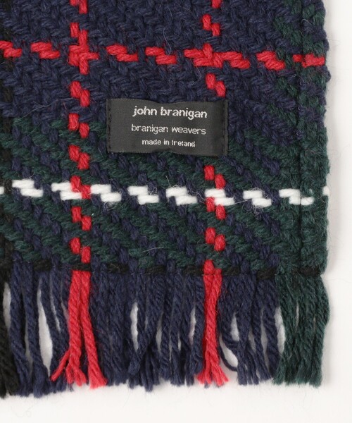 John branigan（ジョンブラニガン）の「john branigan / チェック マフラー（ユニセックス）（マフラー・メンズ・ブラウン/ネイビー・ONE SIZE）」の3枚目の写真