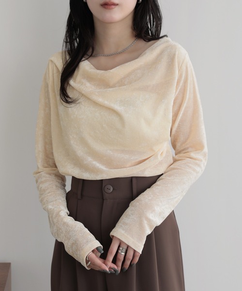 nouvellemoi(ヌーベルモイ)の「ドレープロンT(Tシャツ/カットソー・レディース・チャコール/アイボリー/グレイッシュベージュ/ブラック・M)」の1枚目の写真