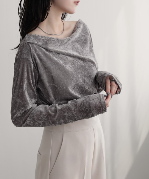 nouvellemoi(ヌーベルモイ)の「ドレープロンT(Tシャツ/カットソー・レディース・チャコール/アイボリー/グレイッシュベージュ/ブラック・M)」の13枚目の写真