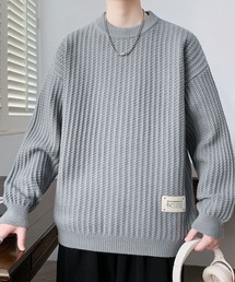 aimoha(�A�C���n)�̃��b�t���҂� �N���[�l�b�N �j�b�g�v���I�[�o�[/Waffle knit crew neck knit pullover(�j�b�g/�Z�[�^�[)