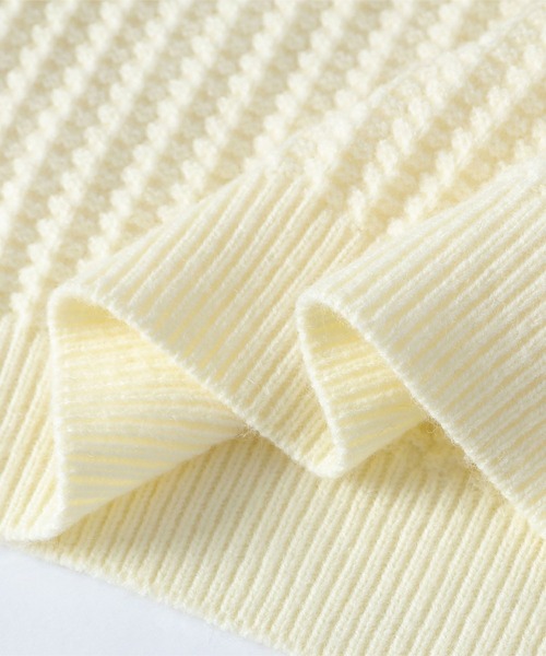 aimoha(アイモハ)の「ワッフル編み クルーネック ニットプルオーバー/Waffle knit crew neck knit pullover(ニット/セーター・メンズ・グレー/オフホワイト/ブラック・XXX-LARGE/X-LARGE/XX-LARGE)」の8枚目の写真