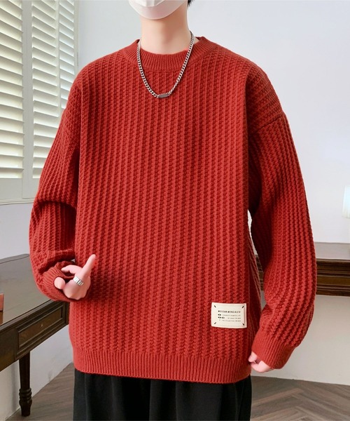aimoha(アイモハ)の「ワッフル編み クルーネック ニットプルオーバー/Waffle knit crew neck knit pullover(ニット/セーター・メンズ・グレー/オフホワイト/ブラック・XXX-LARGE/X-LARGE/XX-LARGE)」の12枚目の写真