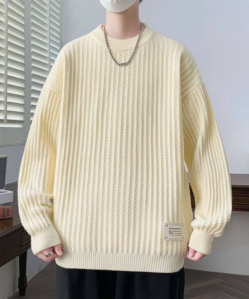 aimoha(アイモハ)の「ワッフル編み クルーネック ニットプルオーバー/Waffle knit crew neck knit pullover(ニット/セーター・メンズ・グレー/オフホワイト/ブラック・XXX-LARGE/X-LARGE/XX-LARGE)」の16枚目の写真