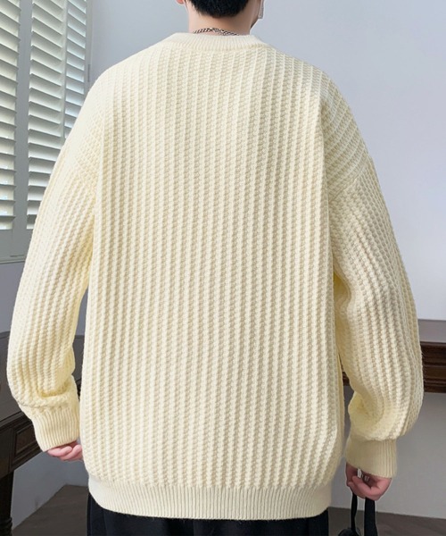 aimoha(アイモハ)の「ワッフル編み クルーネック ニットプルオーバー/Waffle knit crew neck knit pullover(ニット/セーター・メンズ・グレー/オフホワイト/ブラック・XXX-LARGE/X-LARGE/XX-LARGE)」の17枚目の写真