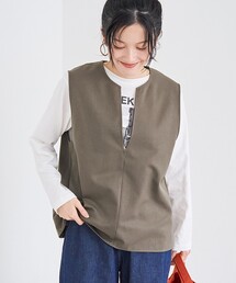 coen | ウールライク裏起毛キーネックベスト(ベスト)