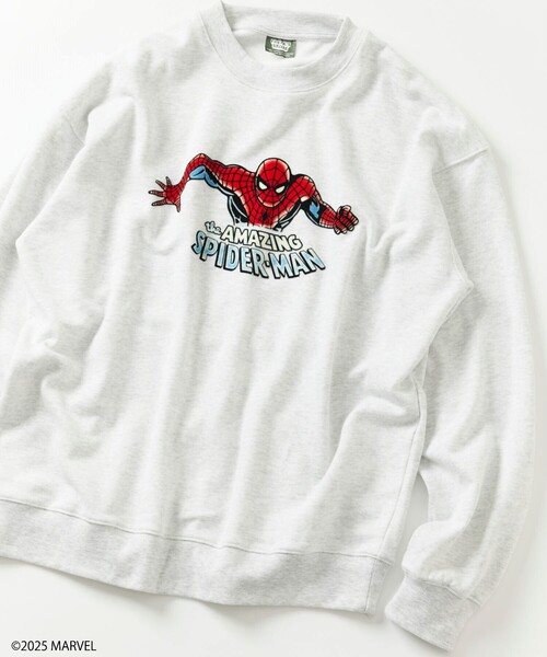 FREAK'S STORE(フリークスストア)の「MARVEL/マーベル/スパイダーマン/クルーネックスウェット/静電フロッキー加工(スウェット・メンズ・ブラック/ライトグレー・MEDIUM/LARGE)」の22枚目の写真