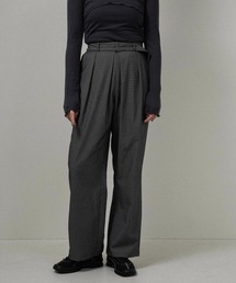 belt set center tuck check pants / ベルトセットセンタータックチェックパンツ