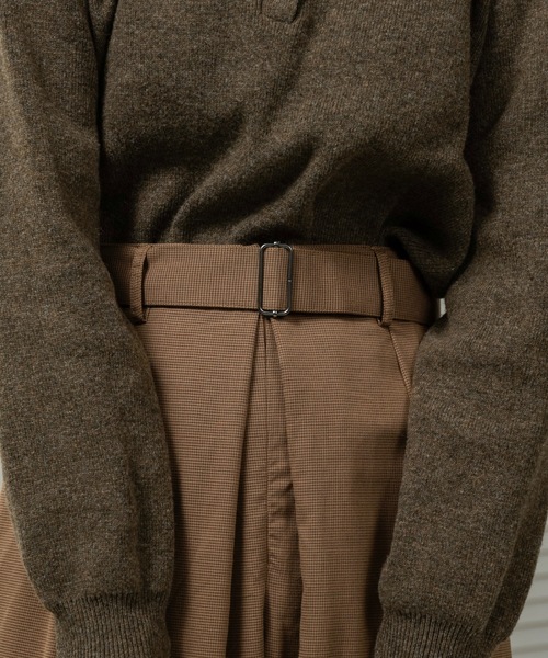 lawgy(ラウジー)の「belt set center tuck check pants / ベルトセットセンタータックチェックパンツ(その他パンツ・レディース・ブラック/キャメル・FREE)」の12枚目の写真