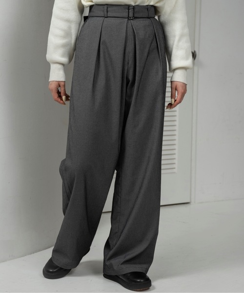 lawgy(ラウジー)の「belt set center tuck check pants / ベルトセットセンタータックチェックパンツ(その他パンツ・レディース・ブラック/キャメル・FREE)」の15枚目の写真