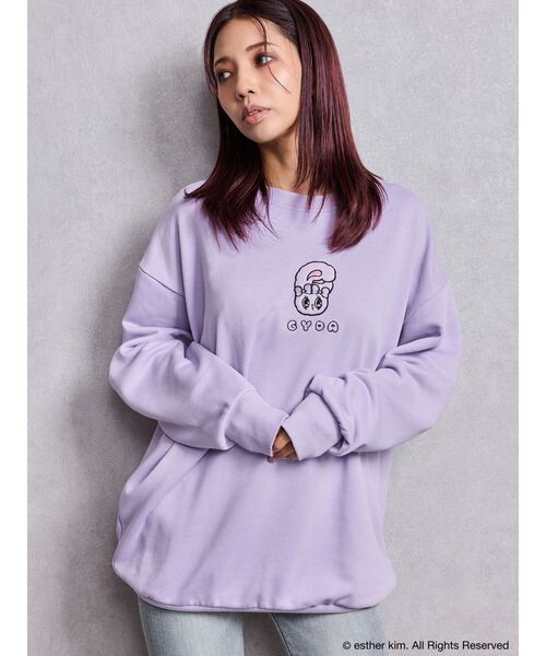 GYDA（ジェイダ）の「Esther Bunny×GYDA BIG プルオーバー（スウェット・レディース・ブラック/オフホワイト/パープル・FREE）」の11枚目の写真
