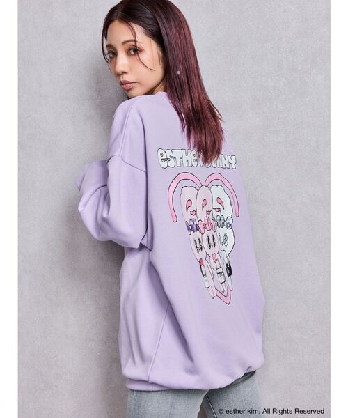 GYDA（ジェイダ）の「Esther Bunny×GYDA BIG プルオーバー（スウェット・レディース・ブラック/オフホワイト/パープル・FREE）」の12枚目の写真