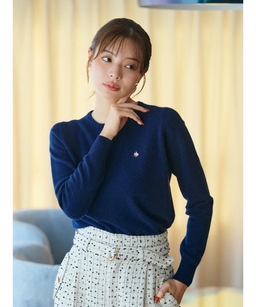 POLO BCS(ポロ ビーシーエス)の「【POLO BCSコラボ】カシミヤ100クルーネックニット(ニット/セーター・レディース・ネイビー/グレー/ライトグリーン・MEDIUM)」の1枚目の写真