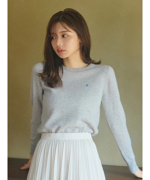 POLO BCS(ポロ ビーシーエス)の「【POLO BCSコラボ】カシミヤ100クルーネックニット(ニット/セーター・レディース・ネイビー/グレー/ライトグリーン・MEDIUM)」の2枚目の写真