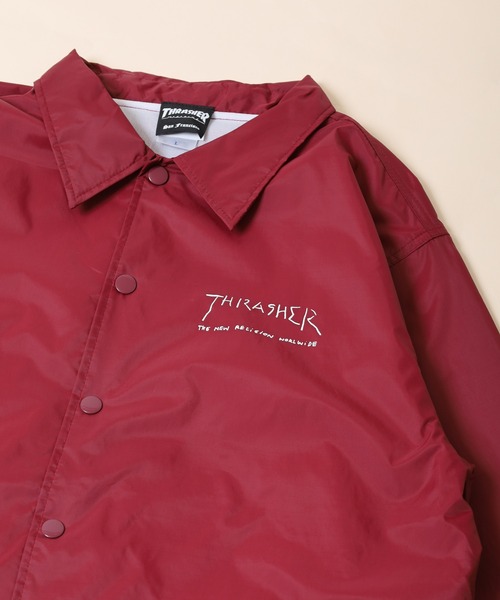 THRASHER（スラッシャー）の「THRASHER MAG LOGO COACH JACKET JKT マグロゴ フロント/バックプリント ナイロンコーチジャケット（ナイロンジャケット・メンズ・レッド系/ブラック/ネイビー系/グリーン/バーガンディー/グリーン系/ブラック系/ネイビー・M/L/XL）」の8枚目の写真
