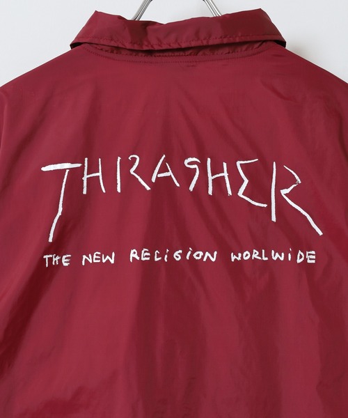 THRASHER（スラッシャー）の「THRASHER MAG LOGO COACH JACKET JKT マグロゴ フロント/バックプリント ナイロンコーチジャケット（ナイロンジャケット・メンズ・レッド系/ブラック/ネイビー系/グリーン/バーガンディー/グリーン系/ブラック系/ネイビー・M/L/XL）」の18枚目の写真