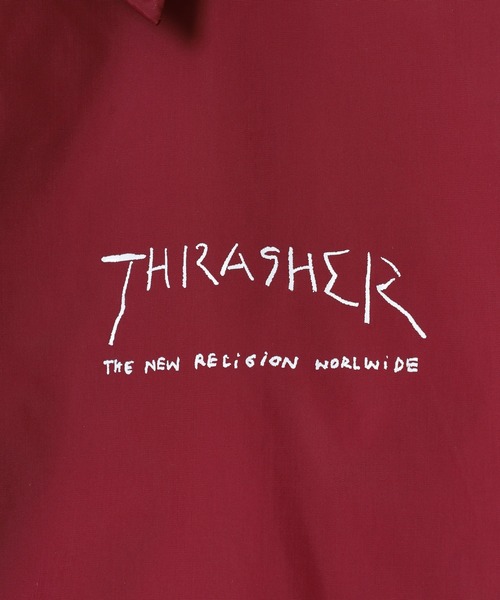THRASHER（スラッシャー）の「THRASHER MAG LOGO COACH JACKET JKT マグロゴ フロント/バックプリント ナイロンコーチジャケット（ナイロンジャケット・メンズ・レッド系/ブラック/ネイビー系/グリーン/バーガンディー/グリーン系/ブラック系/ネイビー・M/L/XL）」の16枚目の写真