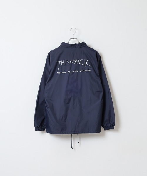 THRASHER（スラッシャー）の「THRASHER MAG LOGO COACH JACKET JKT マグロゴ フロント/バックプリント ナイロンコーチジャケット（ナイロンジャケット・メンズ・レッド系/ブラック/ネイビー系/グリーン/バーガンディー/グリーン系/ブラック系/ネイビー・M/L/XL）」の14枚目の写真