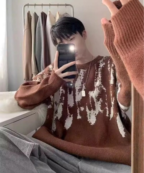 SHEPP(シープ)の「【UNISEX】配色タイダイ柄ビッグシルエットニット オーバーサイズ(ニット/セーター・メンズ・ホワイト/ブラウン/ブラック・M/L)」の22枚目の写真