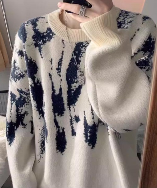 SHEPP(シープ)の「【UNISEX】配色タイダイ柄ビッグシルエットニット オーバーサイズ(ニット/セーター・メンズ・ホワイト/ブラウン/ブラック・M/L)」の17枚目の写真