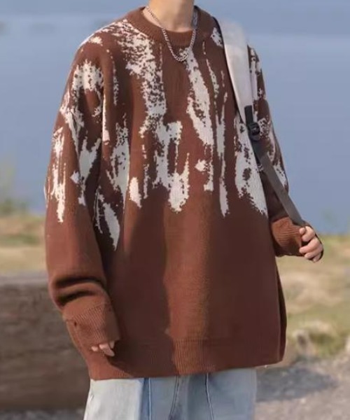 SHEPP(シープ)の「【UNISEX】配色タイダイ柄ビッグシルエットニット オーバーサイズ(ニット/セーター・メンズ・ホワイト/ブラウン/ブラック・M/L)」の18枚目の写真