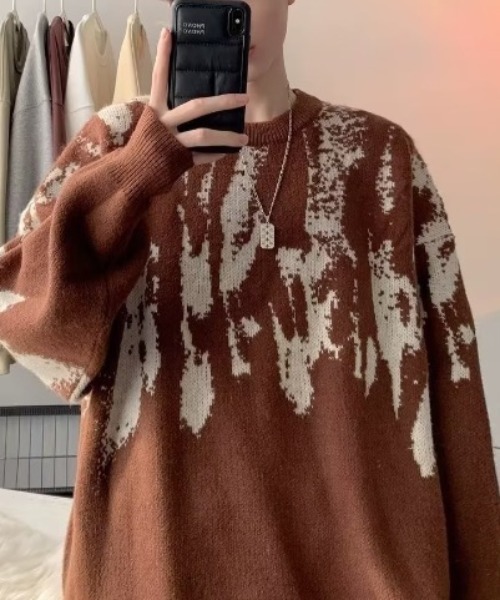 SHEPP(シープ)の「【UNISEX】配色タイダイ柄ビッグシルエットニット オーバーサイズ(ニット/セーター・メンズ・ホワイト/ブラウン/ブラック・M/L)」の20枚目の写真