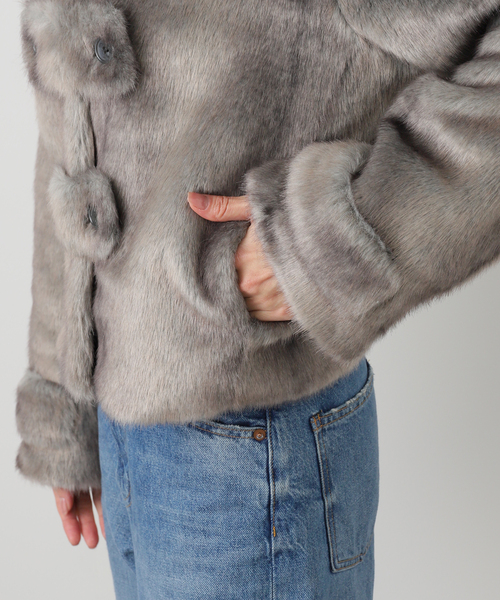 open yy ファーコート Mサイズ　グレー　とうあ着用 open yy ファーコート Mサイズ グレー とうあ着用