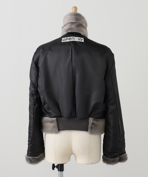 OPEN YY】24FW PAPER LIKE CROP BOMBER (2COLORS) OPEN YY Black Paper