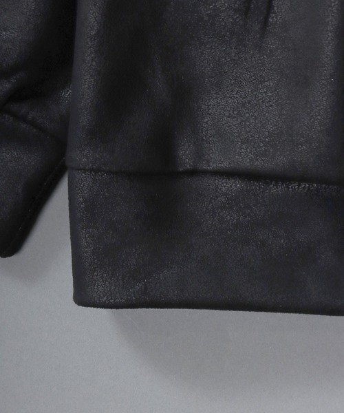 SITRY（シトリー）の「Fake Leather Track Jacket/オーバーサイズ フェイクレザー サイドライン スター フラワー ワンポイント刺繍 ダブルジップ トラックジャケット ジャージ（ジャージ・メンズ・ブラック系その他/ブラック・L/M）」の15枚目の写真