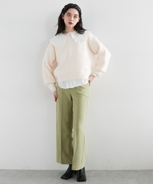 RAGEBLUE（レイジブルー）の「細コールストレートスラックス/セットアップ対応（スラックス・レディース・グリーン/ネイビー・FREE）」の4枚目の写真