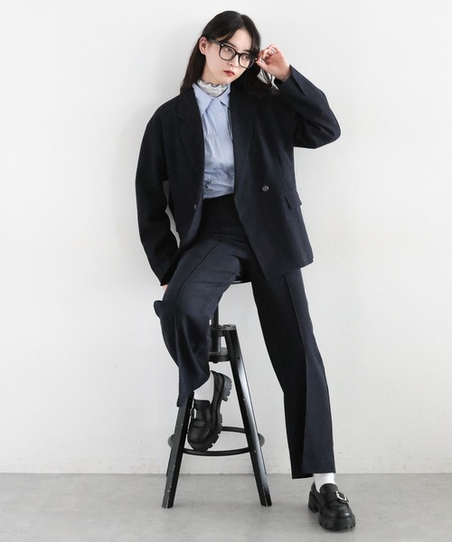 RAGEBLUE（レイジブルー）の「細コールストレートスラックス/セットアップ対応（スラックス・レディース・グリーン/ネイビー・FREE）」の8枚目の写真