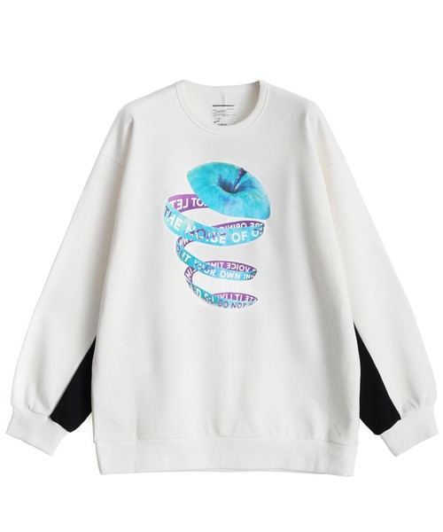 SHAREEF（シャリーフ）の「"APPLE PEEL" BIG SWEAT（スウェット・メンズ・ブラック/ホワイト/ダークグリーン・3/2/1）」の2枚目の写真