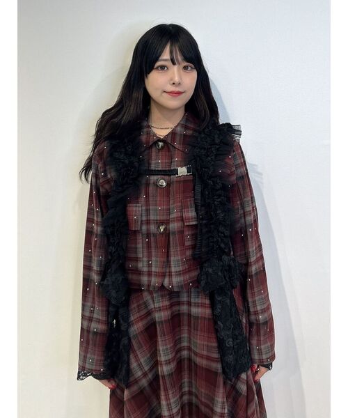 jouetie(ジュエティ)の「ステンカラーラインストーンショートジャケット【セットアップ対応】 春服 春アウター 入学式(テーラードジャケット・レディース・グレー/ブラウン/レッド・MEDIUM)」の13枚目の写真
