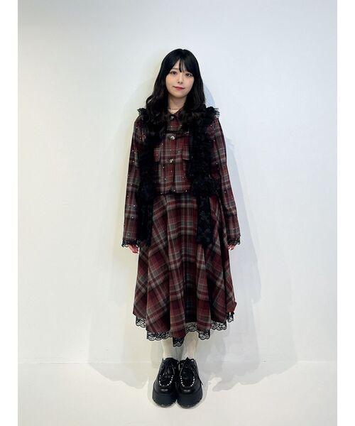 jouetie(ジュエティ)の「ステンカラーラインストーンショートジャケット【セットアップ対応】 春服 春アウター 入学式(テーラードジャケット・レディース・グレー/ブラウン/レッド・MEDIUM)」の15枚目の写真