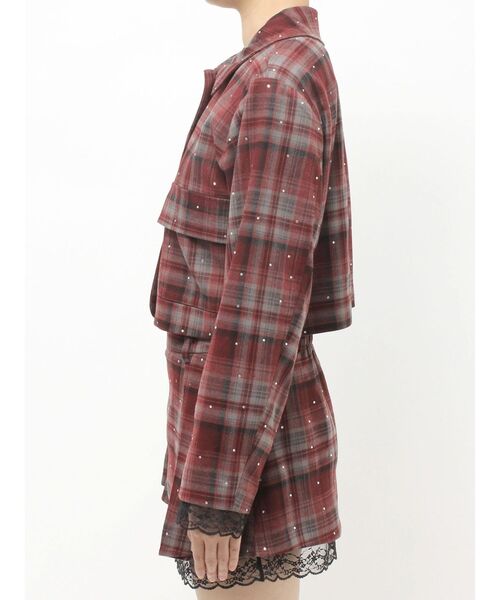 jouetie(ジュエティ)の「ステンカラーラインストーンショートジャケット【セットアップ対応】 春服 春アウター 入学式(テーラードジャケット・レディース・グレー/ブラウン/レッド・MEDIUM)」の21枚目の写真