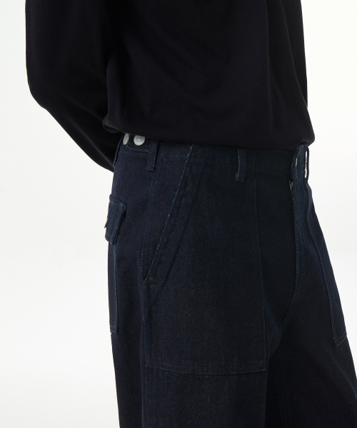 MUSINSA STANDARD（ムシンサスタンダード）の「デニムパティグパンツ [ディープインディゴ]（デニムパンツ・メンズ・その他・40/38/42/36/34/32/30/31/33/26/27/28/29）」の4枚目の写真