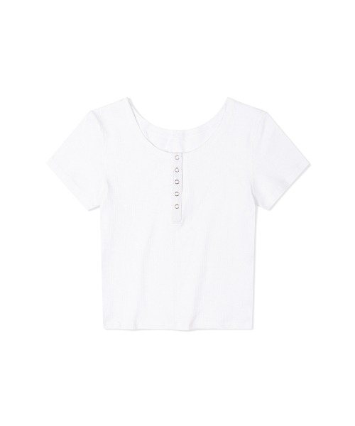 MOAA(モア)の「ヘンリーネックショートスリーブ(ホワイト)(Tシャツ/カットソー・レディース・その他・SMALL)」の1枚目の写真