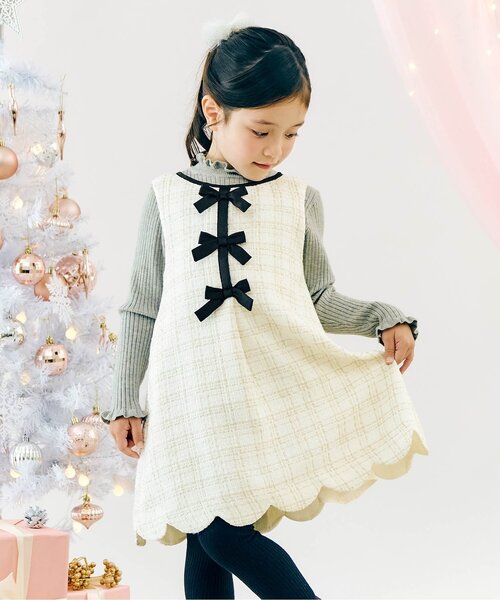 ツイードリボンジャンスカ＿アプレレクールマシェリ_ジュニア対応