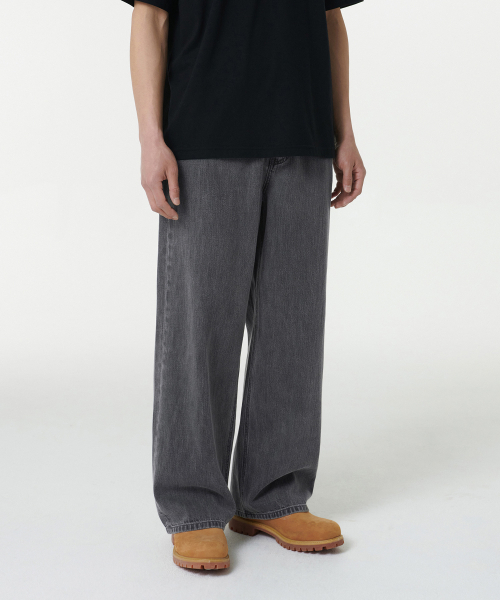 MUSINSA STANDARD（ムシンサスタンダード）の「リネンライクエクストラワイドデニムパンツ[グレー]（デニムパンツ・メンズ・その他・33/26/27/28/29/42/36/34/32/30/31/40/38）」の2枚目の写真