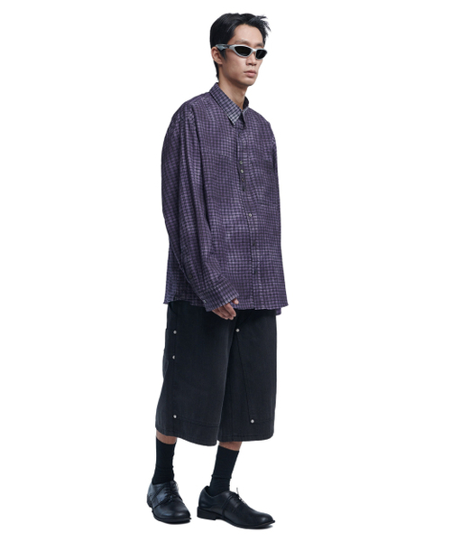 NOMANUAL(NOMANUAL)の「OVERDYED CHECK SHIRT - PURPLE(シャツ/ブラウス・メンズ・その他・MEDIUM/LARGE)」の4枚目の写真