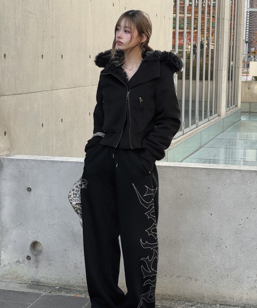 KsG（ケーエスジー）の「フェイクファージップアップジャケット（テーラードジャケット・レディース・ブラック/グレー・X-LARGE/MEDIUM/LARGE）」の10枚目の写真