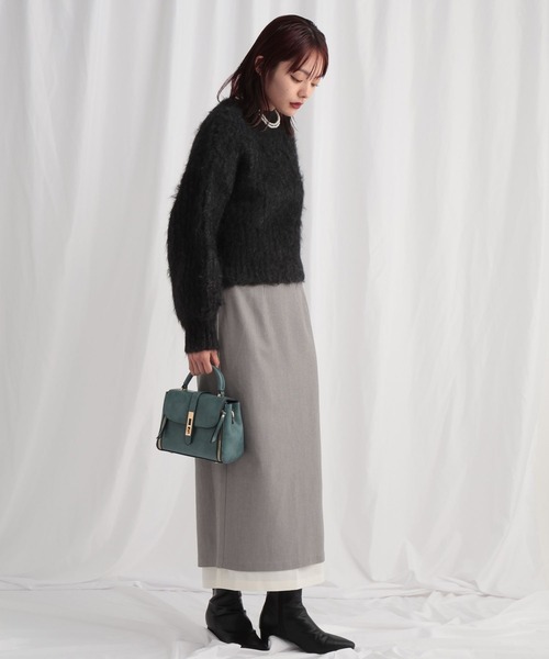 mysty woman（ミスティウーマン）の「裾配色タイトスカート　622296（スカート・レディース・ベージュ/ライトグレー/ブラック・FREE）」の5枚目の写真