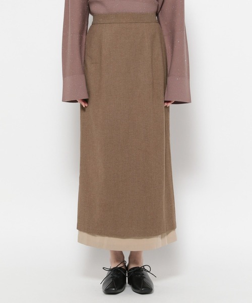 mysty woman（ミスティウーマン）の「裾配色タイトスカート　622296（スカート・レディース・ベージュ/ライトグレー/ブラック・FREE）」の8枚目の写真