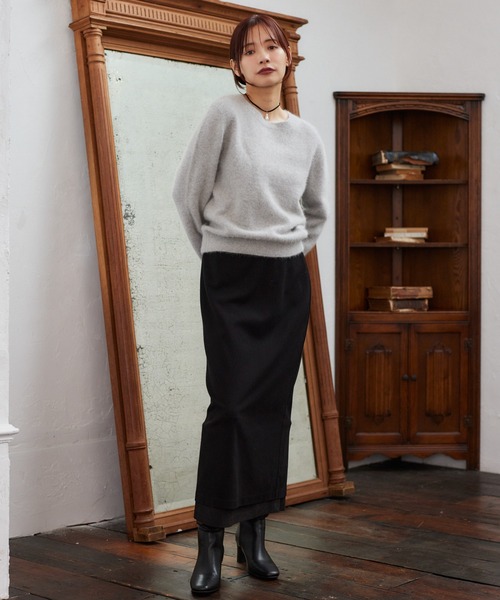 mysty woman（ミスティウーマン）の「裾配色タイトスカート　622296（スカート・レディース・ベージュ/ライトグレー/ブラック・FREE）」の19枚目の写真