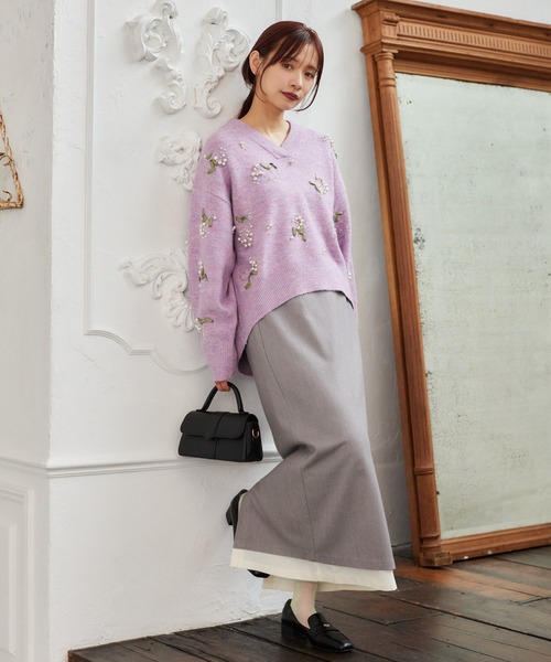 mysty woman（ミスティウーマン）の「裾配色タイトスカート　622296（スカート・レディース・ベージュ/ライトグレー/ブラック・FREE）」の20枚目の写真