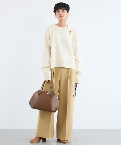 BARNYARDSTORM（バンヤードストーム）の「BARNYARDSTORM / マシュマロワイドパンツ【撥水・セットアップ対応】（スラックス・レディース・オフホワイト/ブラック/キャメル・S/M）」の9枚目の写真