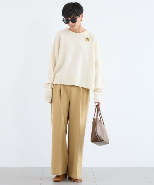 BARNYARDSTORM（バンヤードストーム）の「BARNYARDSTORM / マシュマロワイドパンツ【撥水・セットアップ対応】（スラックス・レディース・オフホワイト/ブラック/キャメル・S/M）」の10枚目の写真