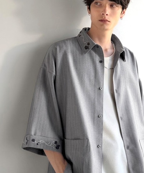 Рубашка-жакет с вышивкой «для повседневной носки» — Embroidery Design Shirt Jacket