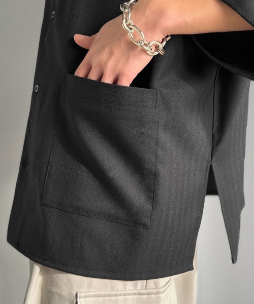Classical Origin（クラシカルオリジン）の「「日常に溶け込む、魅せる服。」刺繍使い半袖シャツジャケット/Embroidery Design Shirt Jacket（シャツ/ブラウス・メンズ・グレー/ブラック・SMALL/MEDIUM/LARGE）」の8枚目の写真