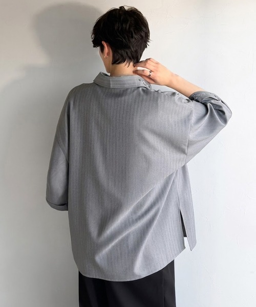 Classical Origin（クラシカルオリジン）の「「日常に溶け込む、魅せる服。」刺繍使い半袖シャツジャケット/Embroidery Design Shirt Jacket（シャツ/ブラウス・メンズ・グレー/ブラック・SMALL/MEDIUM/LARGE）」の22枚目の写真